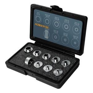 POWERTEC 라우터 가이드 라우터 부싱 가이드 세트 라우터 템플릿 가이드 10개 / 보관 케이스 포터 케이블 스타일 라우터 서브 베이스 플레이트에 맞습니다 5/16인치 1인치 목공용 라우터 인레이 키트 (71051E)