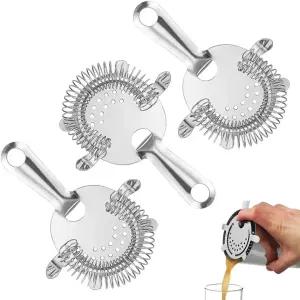 음료용 4가지 칵테일 스트레이너 바텐딩용 스테인리스 스틸 바 가정용 바텐더용 체 도구 액세서리 3팩