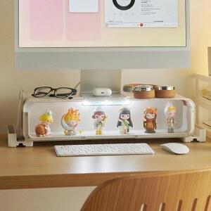 WMM 모니터 스탠드 라이저 서랍 및 디스플레이 미니피규어가 있는 컴퓨터 조명이 데스크톱 탈착식 고가 구조 노트북과 호환 가능