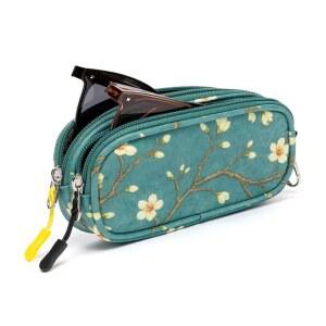 FIROK 더블 글래스 케이스, 부드러운 듀얼 안경 선글라스 파우치, 클립이 달린 휴대용 여행용 정리함 홀더