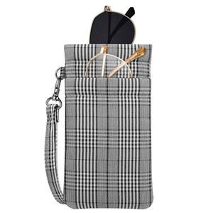 휴대용 스트랩이 있는 핀티 더블 안경 파우치, 스퀴즈 탑 마이크로파이버 소프트 케이스 선글라스 파우치(미스티 그레이)