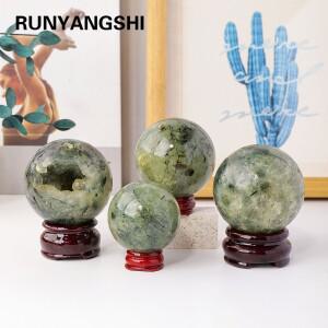 1PC 천연 프레나이트 미네랄 구 광택 치유 크리스탈 볼 보석학 표본 및 장식 수집