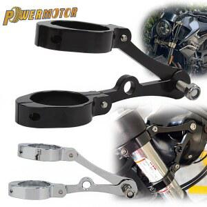 Powermotor 범용 39 41mm CNC 오토바이 라이트 브래킷 포크 튜브 할리 카페 레이서 마운트 클램프 스포트라이트 홀더