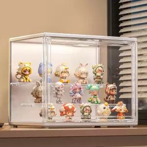 조명이 있는 구데메이 아크릴 디스플레이 케이스 분리형 선반이 투명 쇼케이스 수집품 보관함 액션 피규어