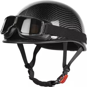 빈티지 모터사이클 하프 쉘 경량 탄소 섬유 오픈 페이스 헬멧 DOT 승인