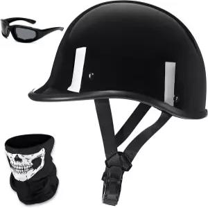 오토바이 하프 헬멧 DOT 승인 빈티지 쉘 오픈 페이스 남녀 공용 스쿠터 모페드 스트리트 크루저용