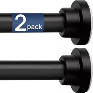 조이베이직 2팩 조절 가능한 스프링 텐션 커튼봉 32~66인치 스테인리스 스틸 매트 블랙 샤워봉 창문 욕실