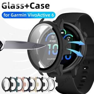 Garmin VivoActive 6용 유리 + 케이스 Vivo 6 액세서리용 강화 화면 보호기 및 하드 PC 범퍼