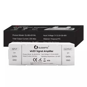 Sogledwow WLED 신호 증폭기 부스터 DC 5-48V 20A Max 10m 32.8피트 데이터 와이어 확장 플릭 프리 LED