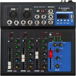 48v 팬텀 파워를 갖춘 K-mxerpro 4 채널 믹서 라이브 쇼 스트리밍 녹음 음악 스테이지 노래방용 USB 오디오