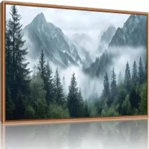 이홈데크 대형 산악 액자 캔버스 월 아트 현대적인 차분한 숲 벽 장식 안개 낀 자연산 페인팅 거실 침실