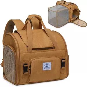 소형견을 위한 반려동물 배낭 캐리어 중형 고양이 강아지 통기성 및 접이식 디자인 수염 용을 휴대용 여행