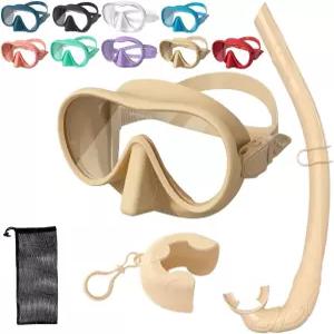 풀페이스 스노클 마스크 초광각 뷰 및 실리콘 스커트가 장착된 후성 스포츠 프레임리스 스노클링 장비