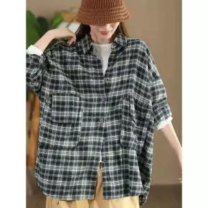 스파이더맨 여성 롱 모직 캐주얼 빈티지 루즈핏 셔츠 가디건 컬러짜임 상의 체크 OPH1