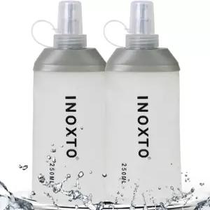 INOXTO 소프트 플라스크 수분 조끼 및 러닝 팩용 접이식 물병 하이킹 사이클링용 병(250/500ml) 2PCS 소형