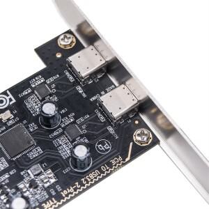 ASM1042 칩 PCIE 카드 라이저를 데스크탑 Express X1을 2포트 TYPE-C USB 3.2 GEN1 5Gbps로 변환하는 듀얼