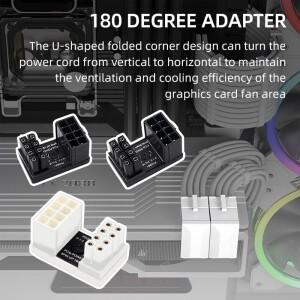 그래픽 카드 180 ° 전원 공급 장치 어댑터 커넥터 엘보 GPU PSU 스티어링 PCI-E 6Pin 회전 배선
