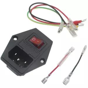 15A 250V 로커 스위치 전원 소켓 OZXNO 인렛 모듈 플러그 3핀 5A 퓨즈 3D 프린터 남성 확장 케이블 포함