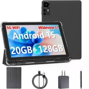 안드로이드 15 태블릿 10인치 20GB RAM ROM 2TB 확장 케이스 및 스타일러스 포함 2.0GHz CPU 쿼드코어