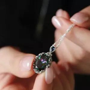 [제이로렌]바이데이지 미스틱 쿼츠 오벌컷 실버 목걸이 Bn0608