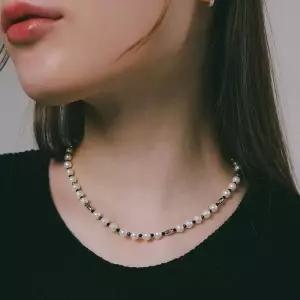 [제이로렌]제이로렌 조개진주 크리스탈 실버 목걸이 N01224