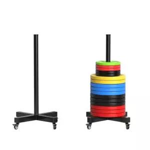 바퀴형 거치대 이동식 원판 받침 바벨 홀더 수직 정리 보관 웨이트