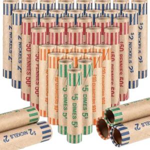 512개의 모듬 동전 포장지 롤 프리폼 롤러 종이 포장 튜브에는 은행 및 사무실용 128쿼터 128페니 128니켈