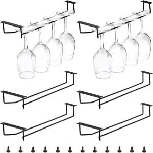 디쿠노이 6팩 블랙 와인잔 랙 캐비닛 밑 14인치 스템웨어 홀더 선반 주방 바 와인셀러 보관함 정리함