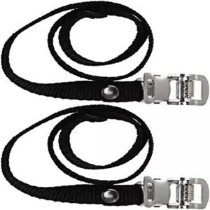 실내 및 실외 자전거를 위한 알루미늄 합금 고정 버클 범용 교체 발판 벨트가 있는 Ciieeo 1쌍 조절식