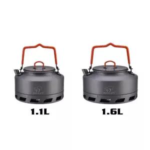 캠핑주전자 야외 하이킹용 휴대용 경량 알루미늄 합금 조리기구 빠른 가열 캠핑 주전자 1.1L 1.6L