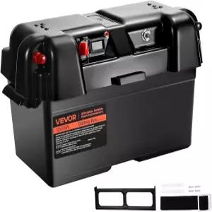 VEVOR 배터리 박스 그룹 24-27 트롤링 모터 PP 쉘과 듀얼 스트랩이 있는 12V/24V 해상 케이스 스마트 해양