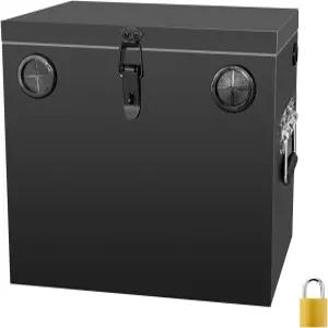 피스톰 트레일러 RV 해상 배터리 박스 - 보트 트롤링 모터 카약용 12V 방수 강철 재배치 키트 그룹 24 블랙