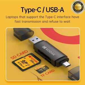코닥 2-in-1 다기능 USB TYPE-C 카드 리더기 외장 스토리지 듀얼 메모리 스틱 3.0 미니 SDTF