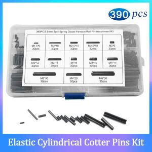 스틸 블랙 탄성 원통형 코터 핀 스프링 다월  펜션 롤 모음 키트  메가 GB879  390 개