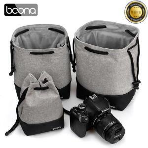 BOONA 카메라 렌즈 가방 파우치 케이스 캐논 니콘 소니 올림푸스 후지 DSLR 사진 액세서리 범용 드로스트링