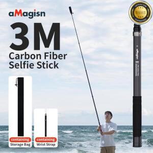 aMagisn 3m 투명 셀카봉 카본 파이버 확장형 모노포드 118인치 GoPro Max DJI 360 Insta360 X3 X4 Air X5
