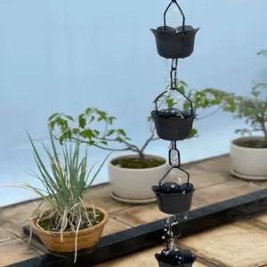 레인체인 빗물받이 한옥 장식품 용품 사찰 야외 배수 브라켓 합금 홈통 레인 지붕 물받이