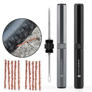 자전거 튜브리스 타이어 수리 키트 MTB 플러그 펑크 플랫 수정 패치 고무 베이컨 스트립 및 삽입 도구 세트