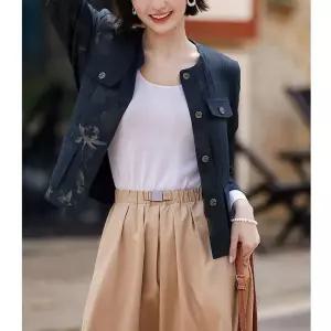 EAMT 여성용 봄 오피스룩 이른 슬림핏 상의 쇼트 코트 YJ1