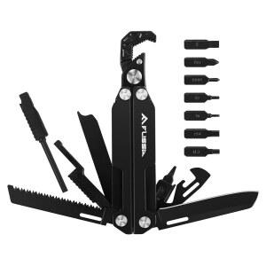 플리사 멀티툴 렌치, 남성용 선물, 16-IN-1 EDC 멀티툴, 자동 조절 스테인리스 스틸 포켓 나이프, 드라이버 비트, 톱, 파일, 캠핑에 이상적, 야외용