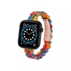 애플워치 호환 슬림 레진 스트랩 38-40-41mm레인보우 스마트밴드 워치스트랩 스마트워치