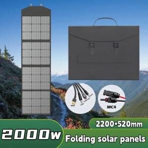 2000W 고출력 접이식 태양광 패널 키트 - 12V AGM호환/LiFePO4 배터리 및 파워스테이션용 고효율 충전기