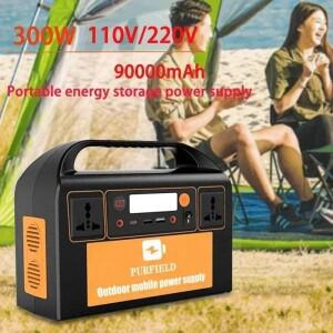 90Ah 300W LED 조명 휴대용 파워스테이션 LiFePO4 배터리 태양광 발전기 야외 에너지 저장 공급 파워뱅크