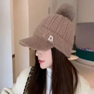썬캡 여성 방울 골프 등산 방한모자 니트 캡모자 겨울썬캡