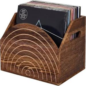 목재 비닐 레코드 보관함 60개 이상의 위한 레트로 및 클래식 홀더 손잡이가 있는 대형 상자 정리함 앨범