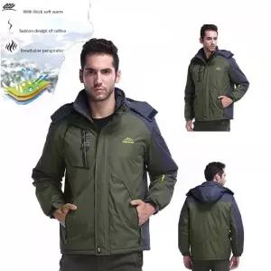 겨울 재킷 남성 야외 방수 스키 플러스 벨벳 두꺼운 비 스키복 의상 후드 하이킹 스포츠 코트