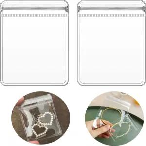 야알로아 두꺼운 투명 보석 가방 지퍼백 2개 X 2.8인치 PVC 셀프 씰 미니 반지 귀걸이 포장 보관 파우치