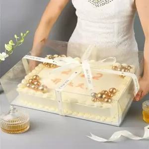 파티 케이크상자 기념일 대형 투명 포장 직사각형 베이킹 케익 선물용 박스