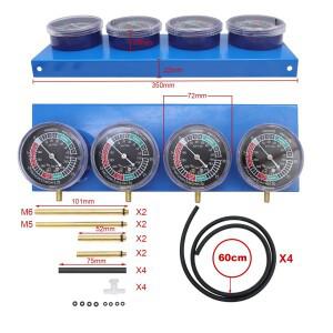오토바이 연료 카브레타 동기화 진공 밸런서 게이지 도구 4 실린더 기계용 호스 포함
