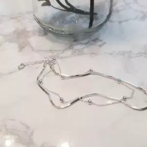 S5131 여성 실버 사각 뱀줄 볼 포인트 심플 발찌 데일리 은발찌 실버